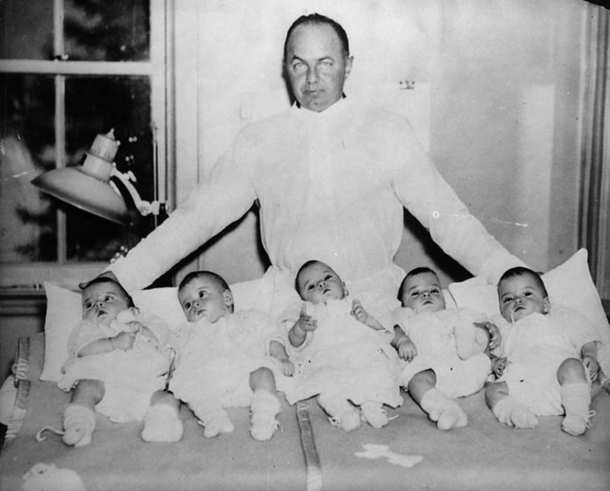 Mitchell Hepburn with Dionne Quintuplets
