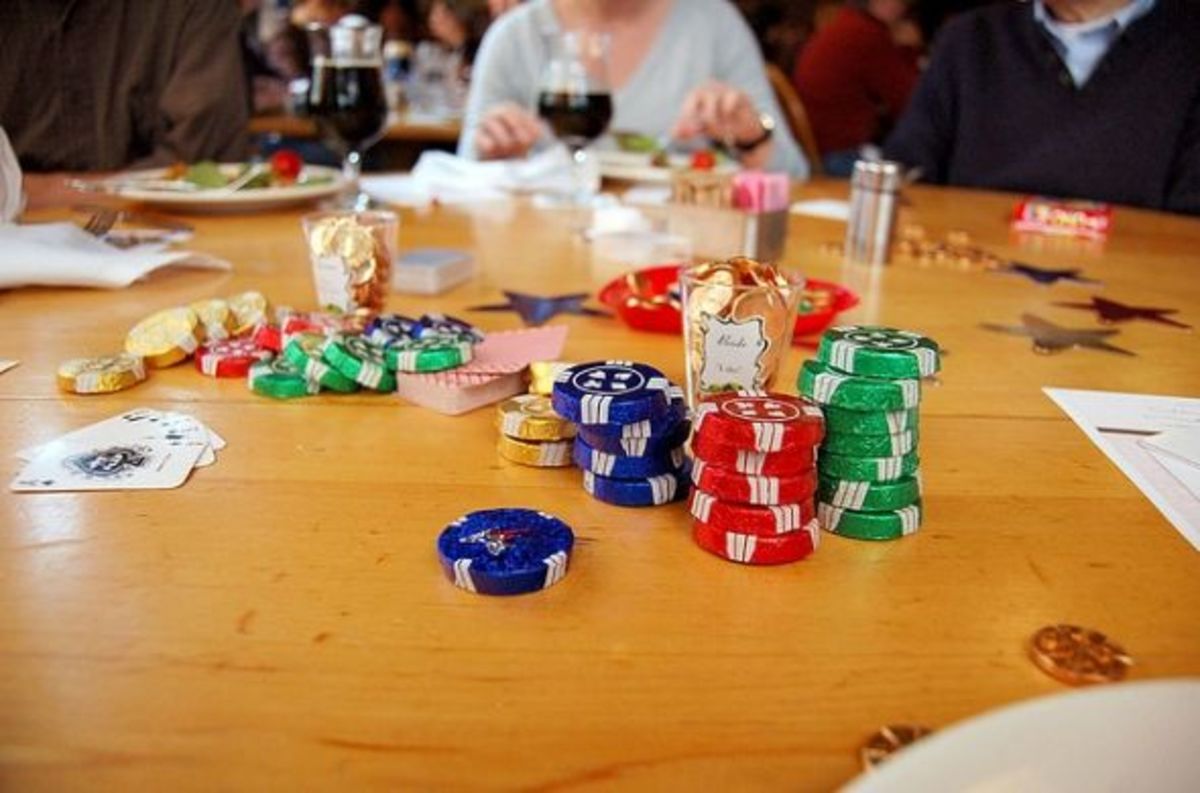 With edible poker chips and playing cards as decorations.