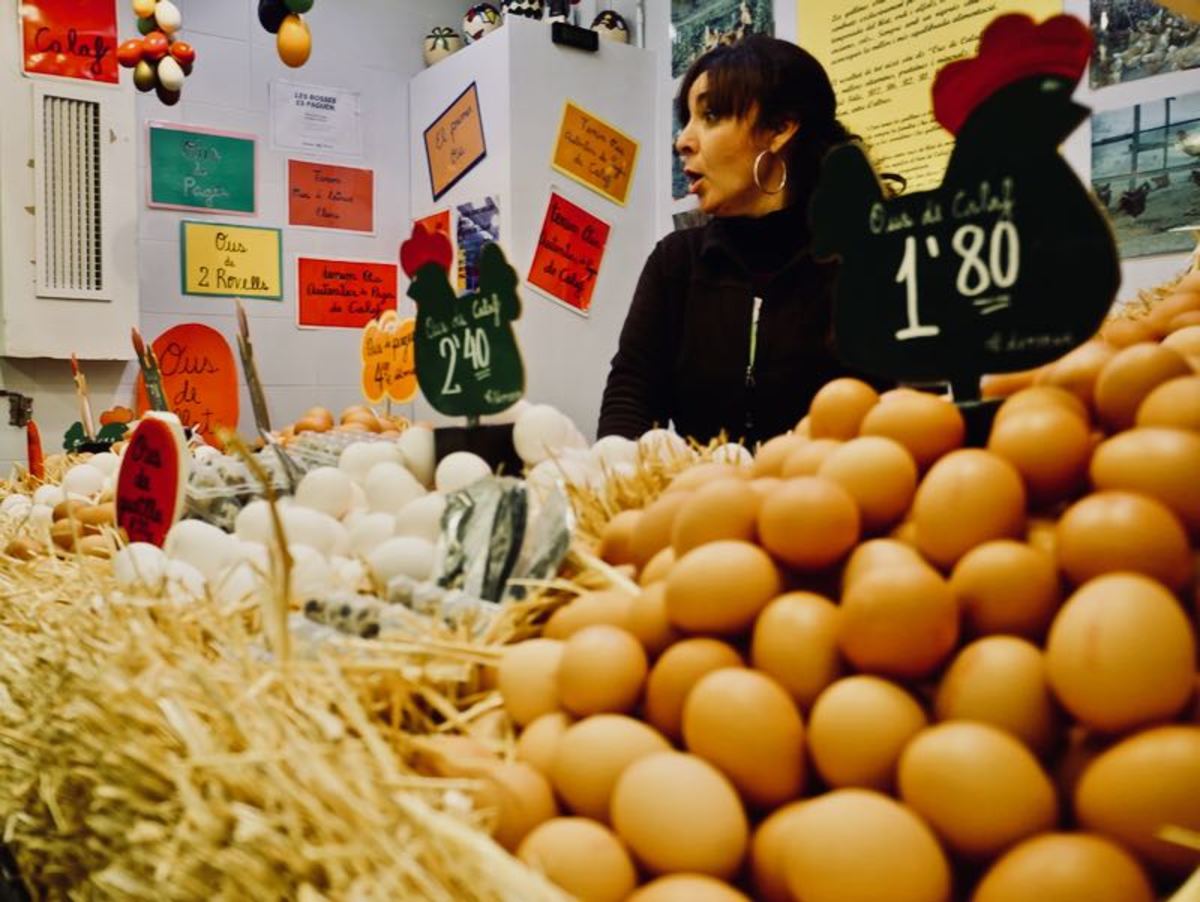 Egg Seller in Sant Antoni Market in Barcelona