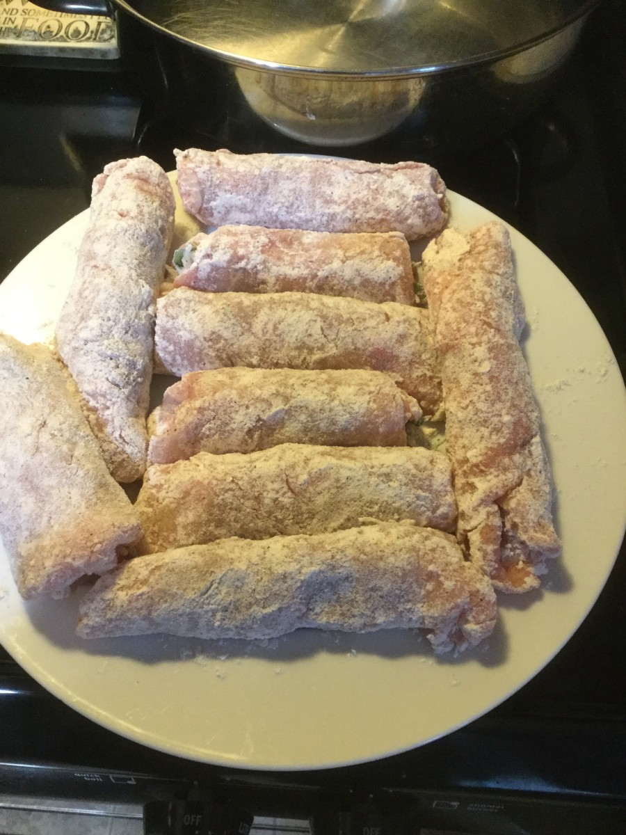 Rolled and Floured Rollatini ready to fry