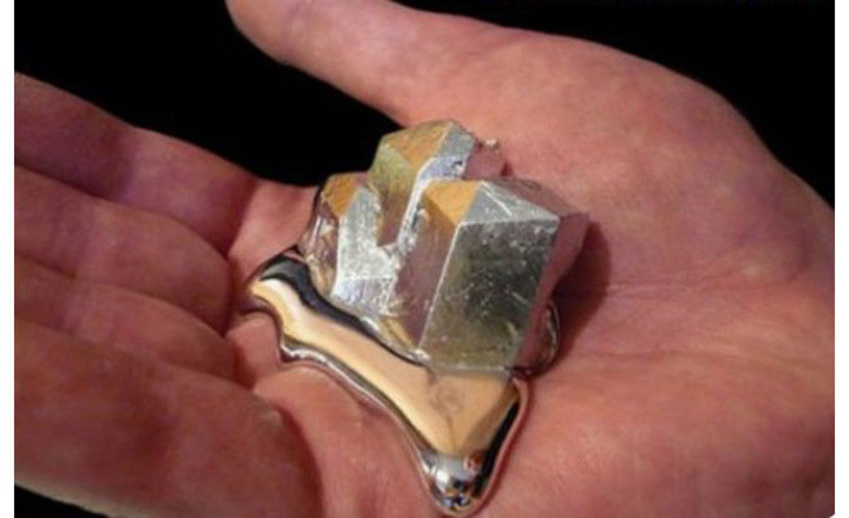 Gallium will melt in your hand due to its low melting temperature