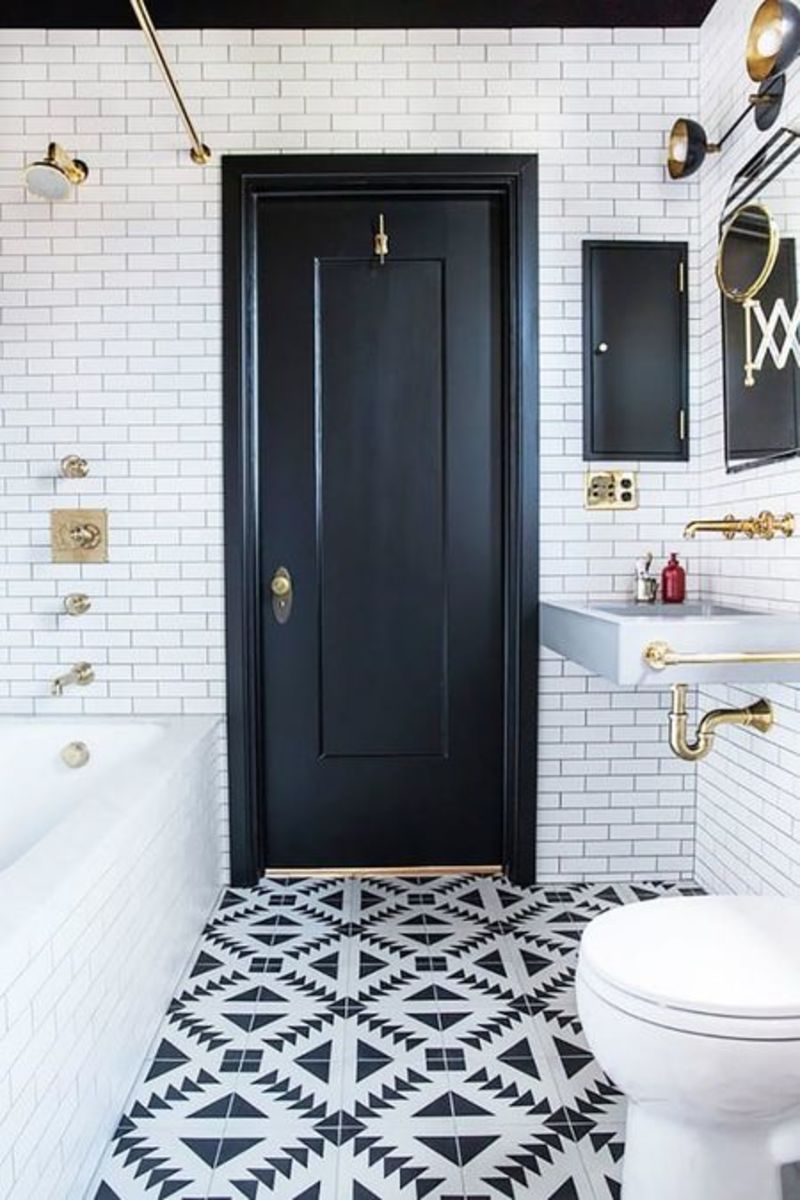 Tile floor is black and white shape and material popular choice. Tile flooring is also an excellent choice for bathrooms.