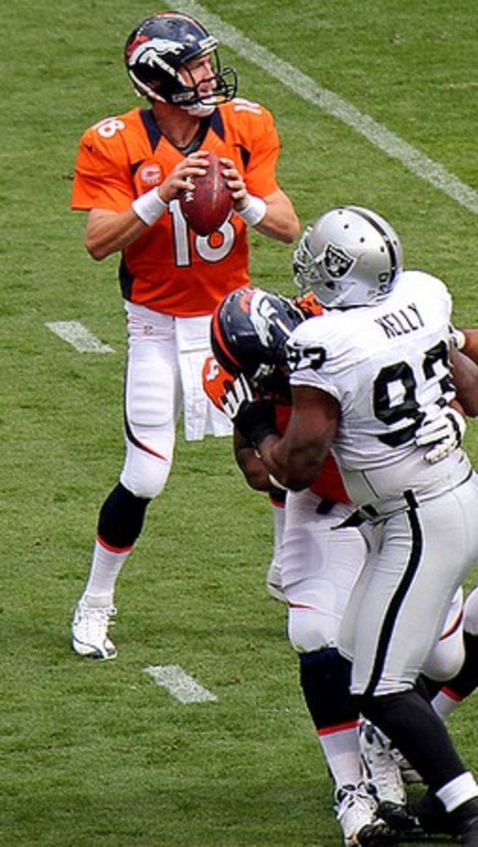 The Broncos vs Raiders in 2014 with Peyton Manning at quarterback 