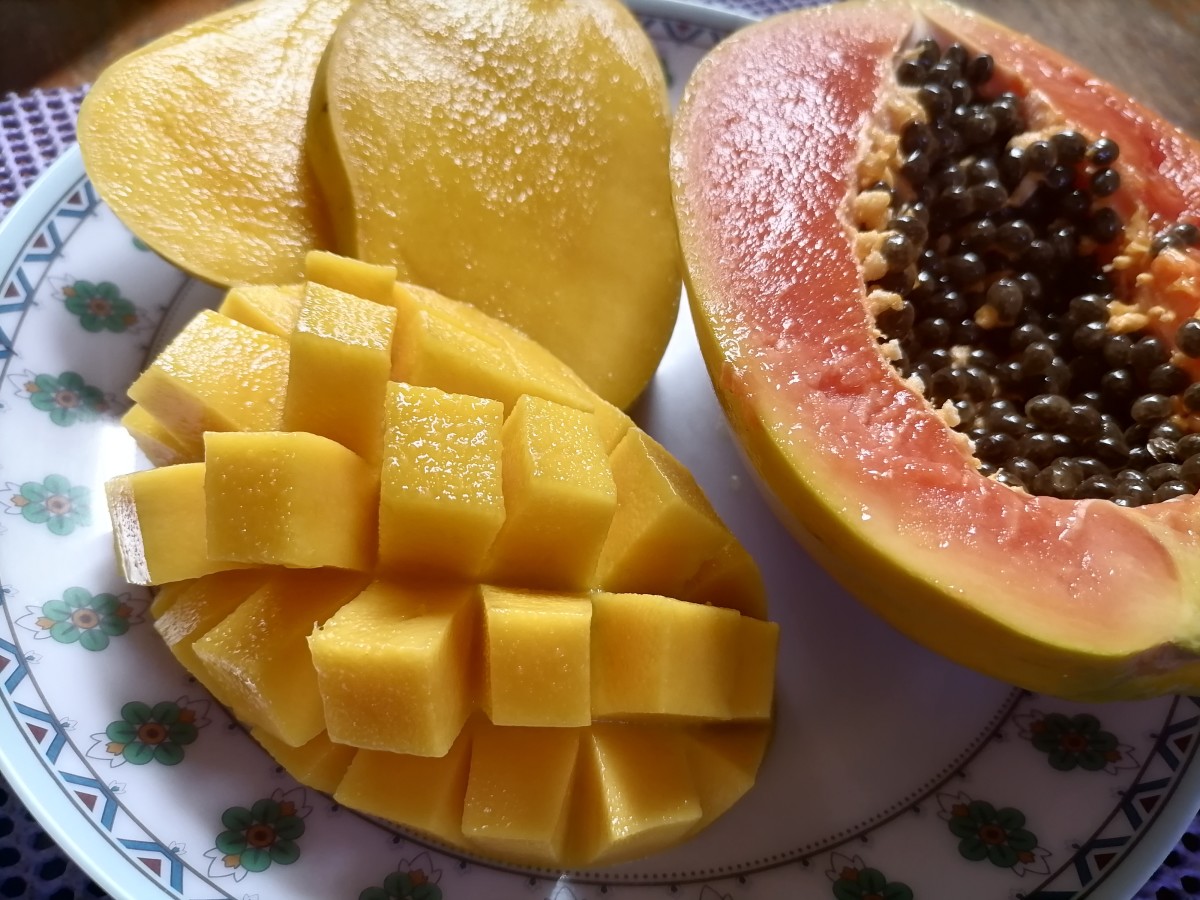 Fresh mango and papaya