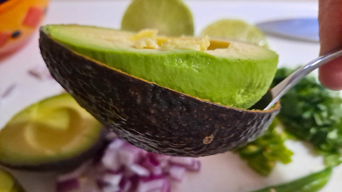 Spoon the avocado out of the peel.