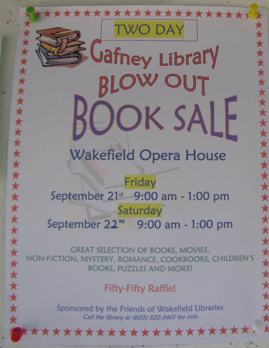 This sale is held next door to the library in a large concert space on the 2nd floor of the town hall. 
