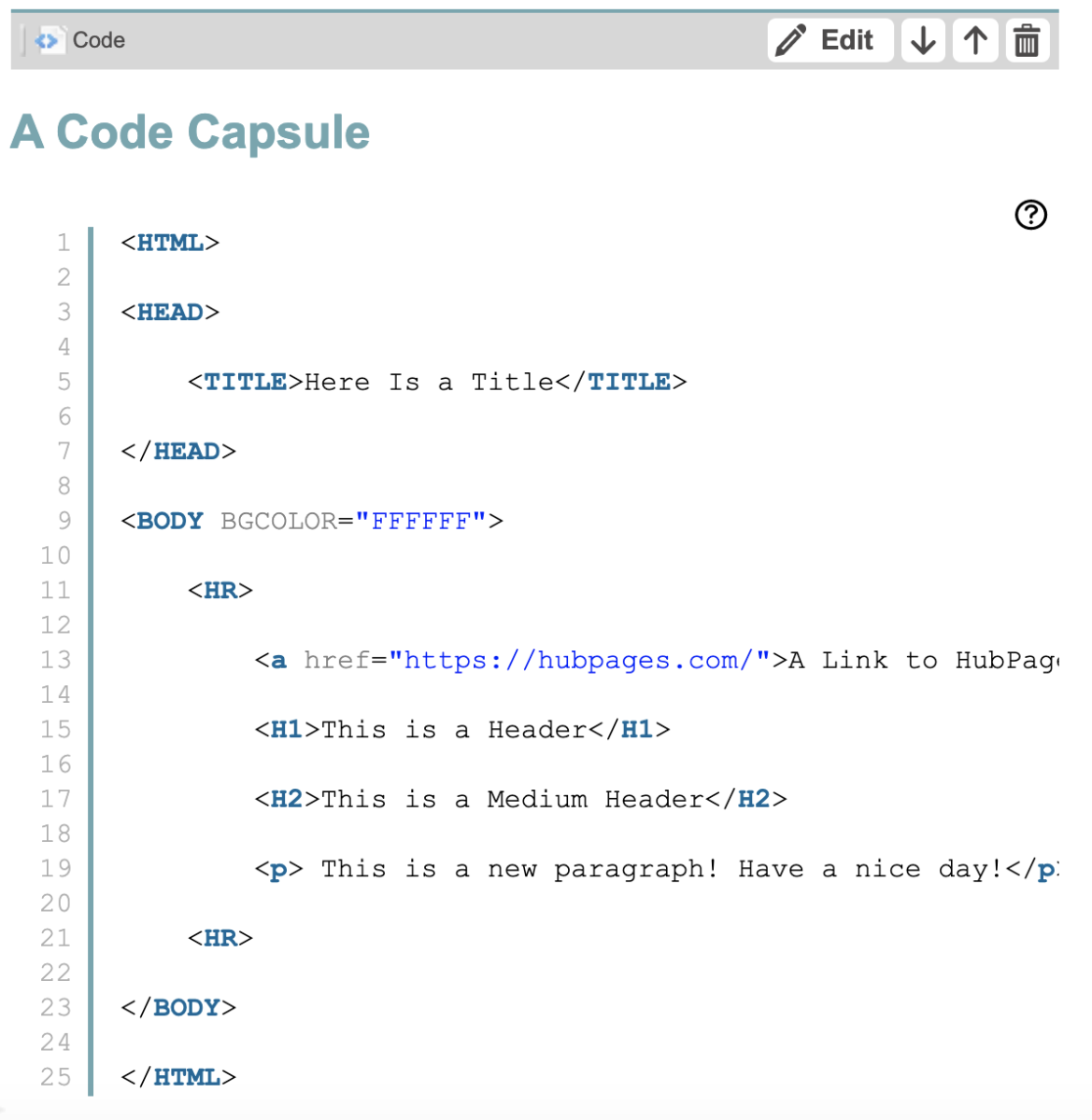 This is what a Code Capsule looks like in the HubTool. 