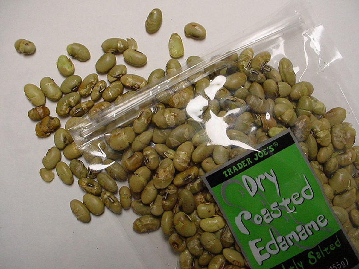 A package of toasted soybeans, manufactured and distributed by Trader Joe's.  Photo credit: CoolFox, en.wikipedia