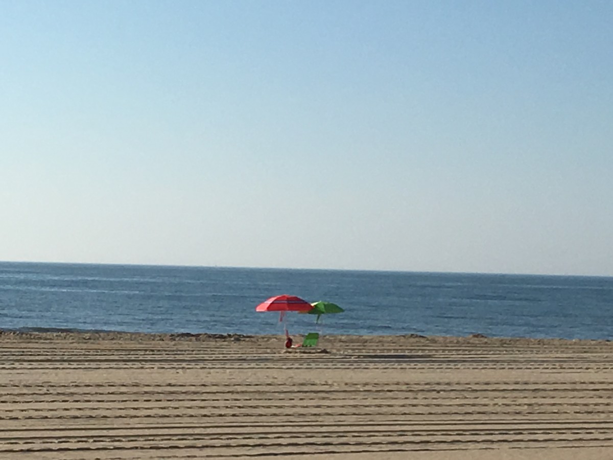Lonely umbrellas on the beach