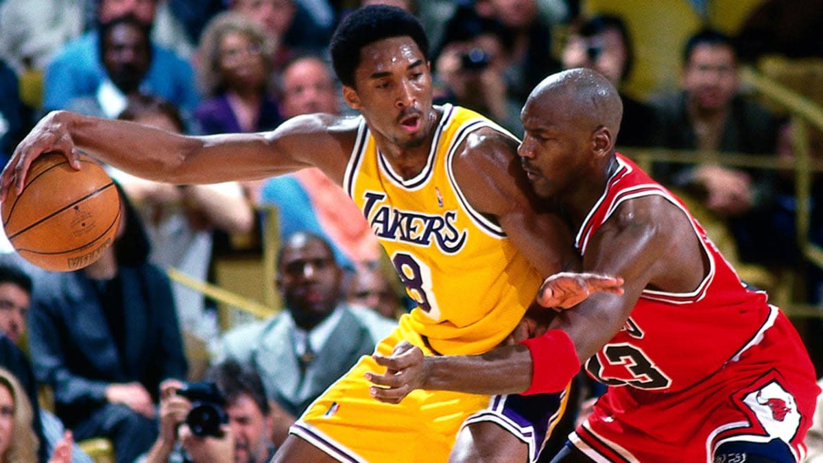 A young Kobe Bryant trying to back up MJ