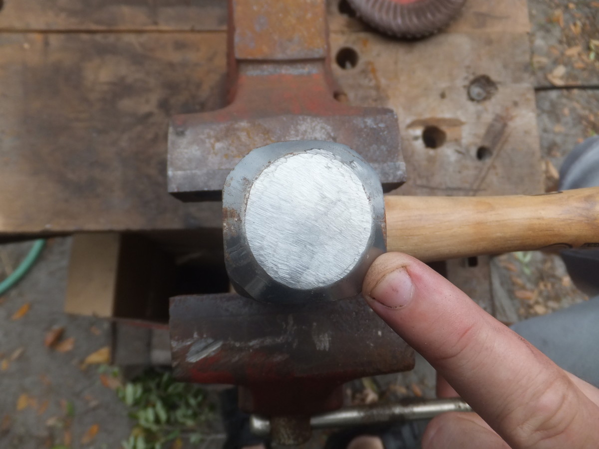 Blacksmith Hammer side of face textured, needs to be ground too.