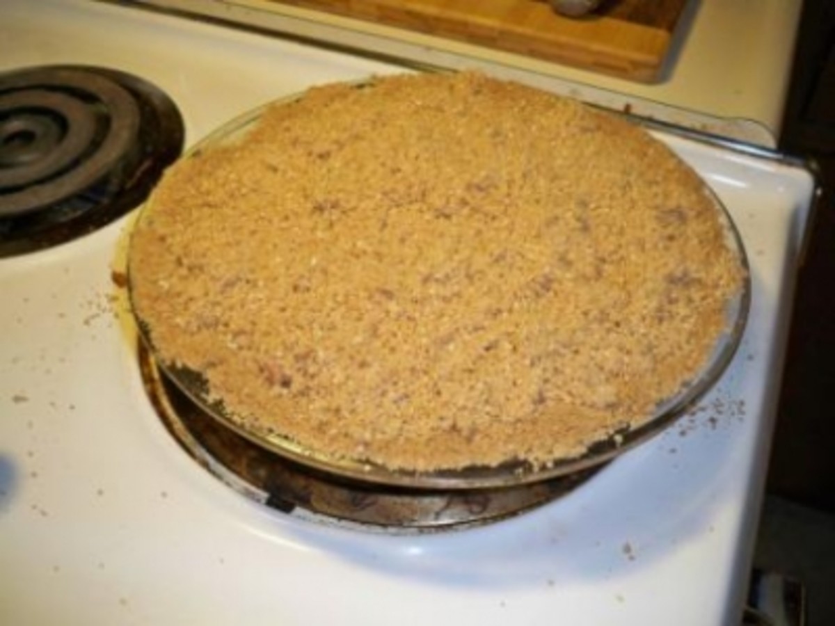 the filling covered with crumb topping