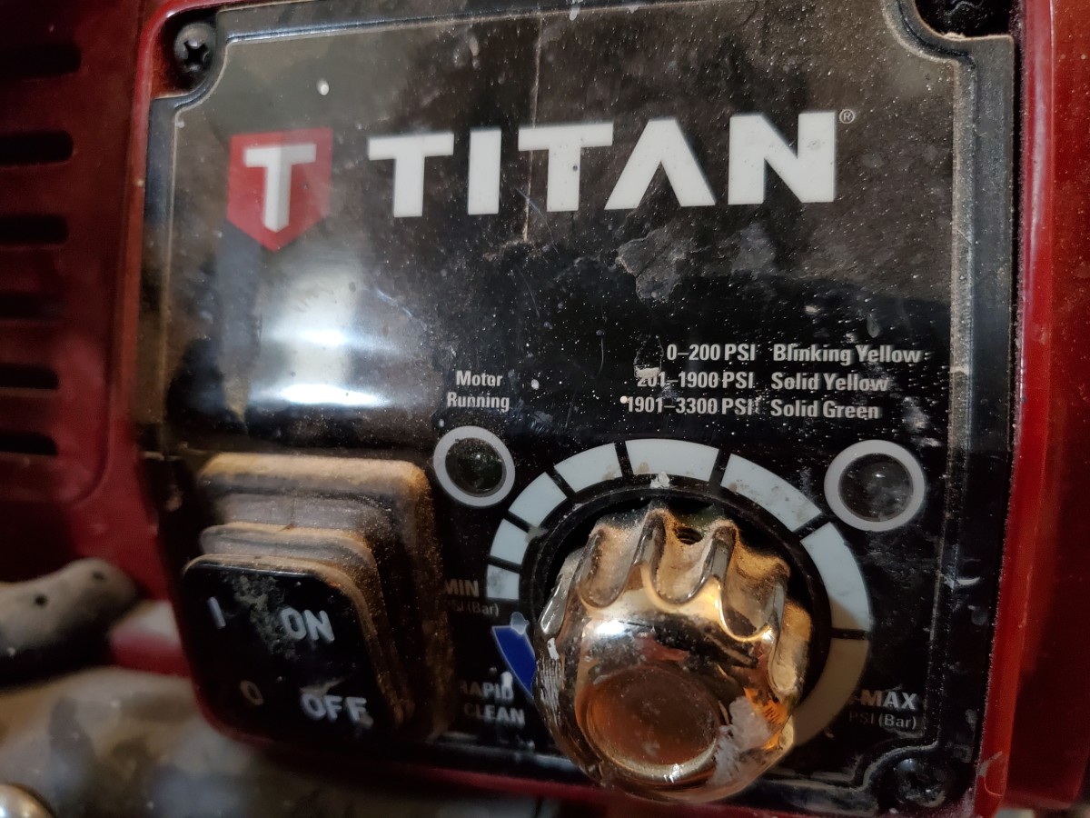 The pressure control on my Titan 440 Impact sprayer. Knowing your PSI helps you control overspray.