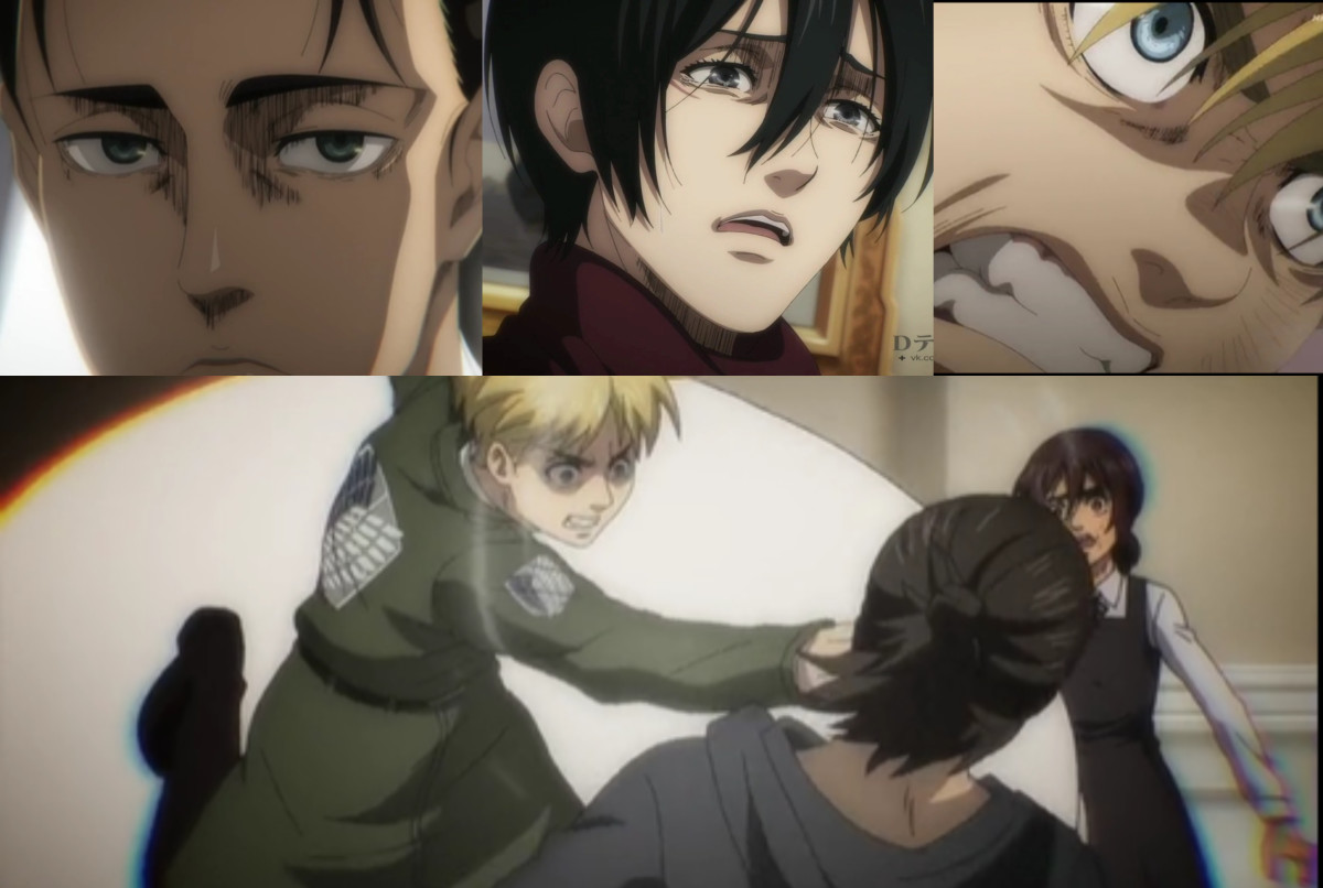 Eren declares to them that he is free. To prove this, he contrasts himself with his friends, whom he calls slaves.