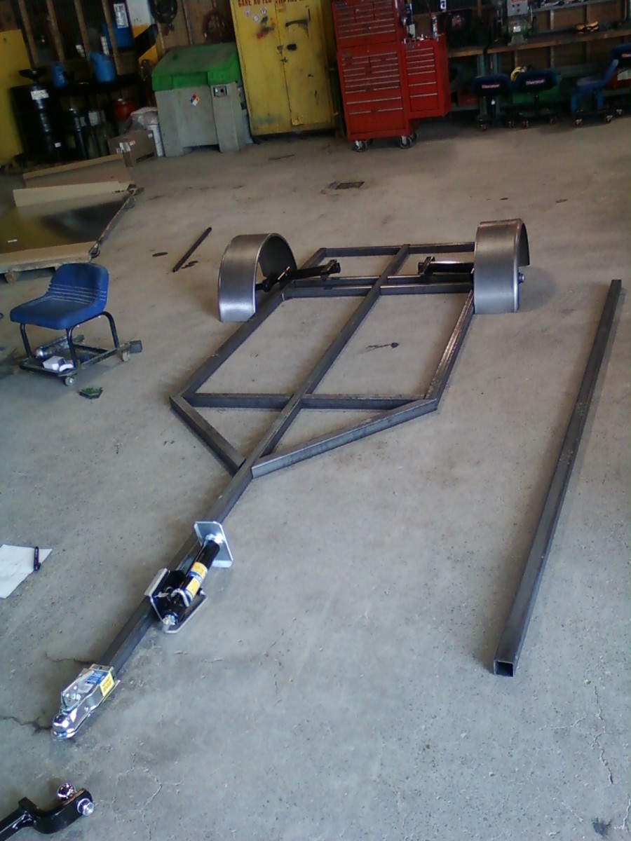 All the metal cut and laid out before welding