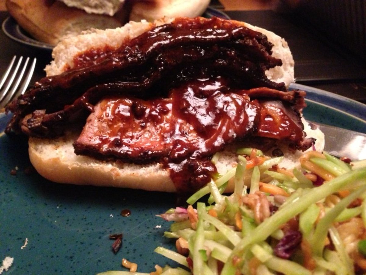 Beef brisket sandwich with barbecue sauce