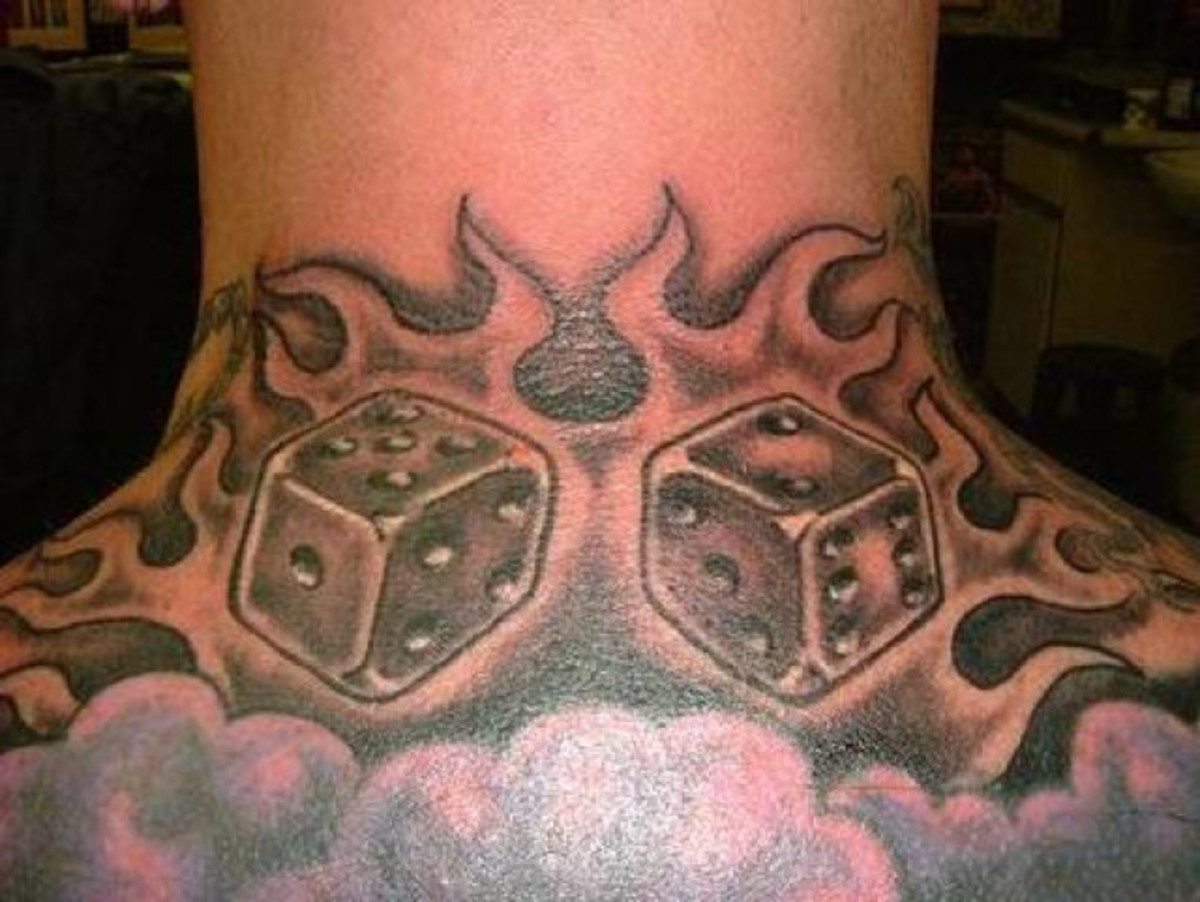 Dice Tattoo on Back of Neck