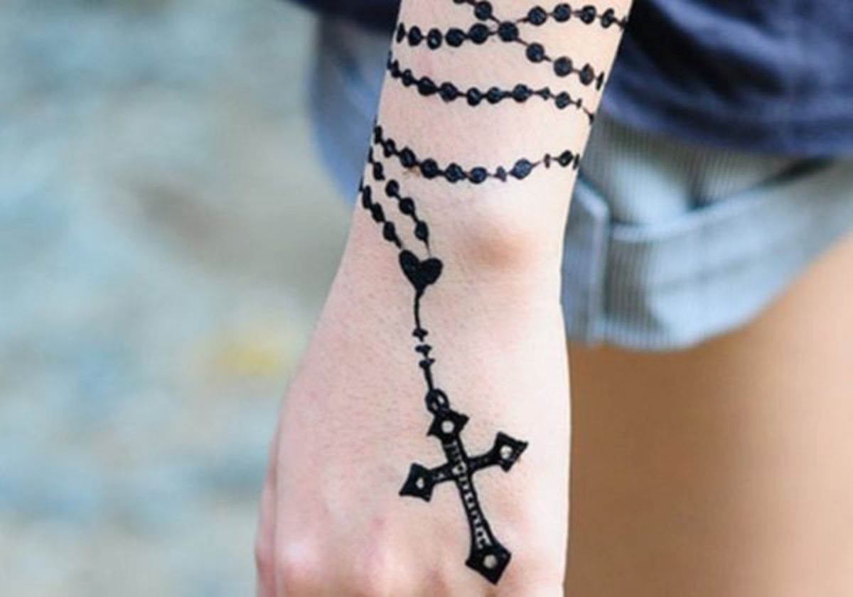 Rosary Tattoo Ideas and Designs for the Hand, Arm, and Body