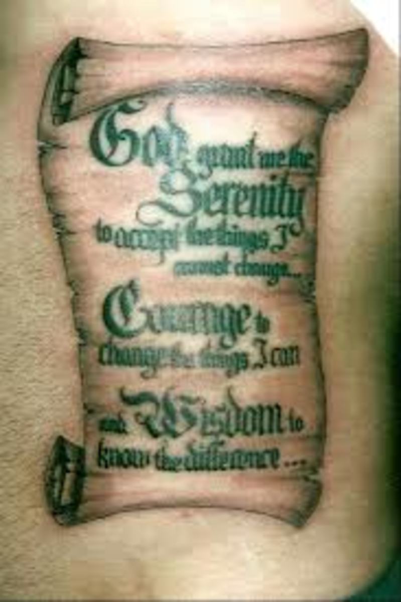 Scrolls and banners can be used as a means of giving shape to text and lettering in a tattoo.