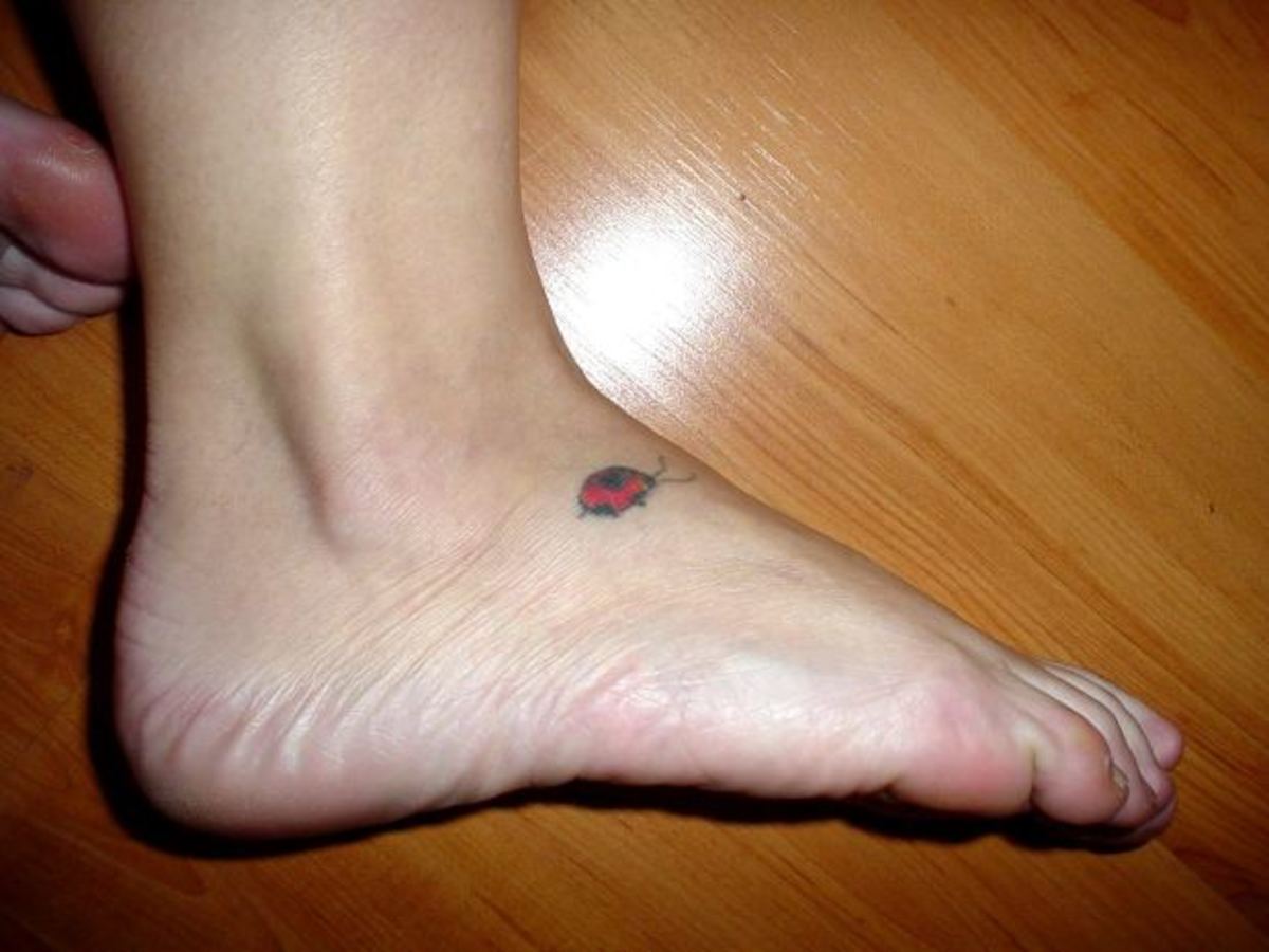 This lovely ladybug is a good size to start with if you're not sure how you'll react to the pain of having your foot tattooed