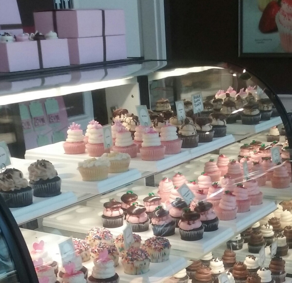 A pretty array of nicely decorated cupcakes at Gigi's Cupcakes