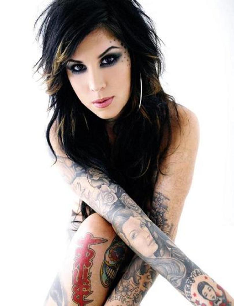 Kat Von D of "Miami Ink" has not just one but thirteen face tattoos.