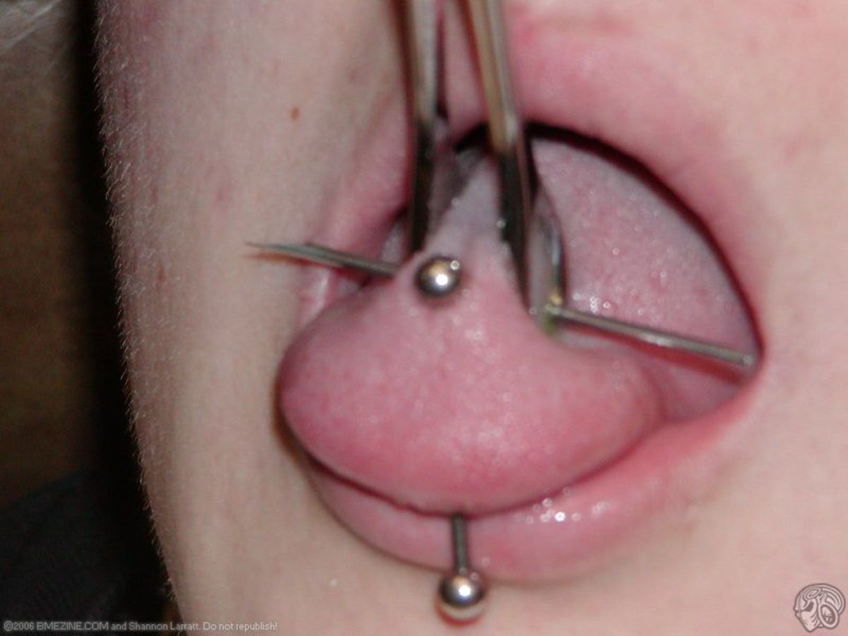 The healing process of a tongue piercing with pictures.