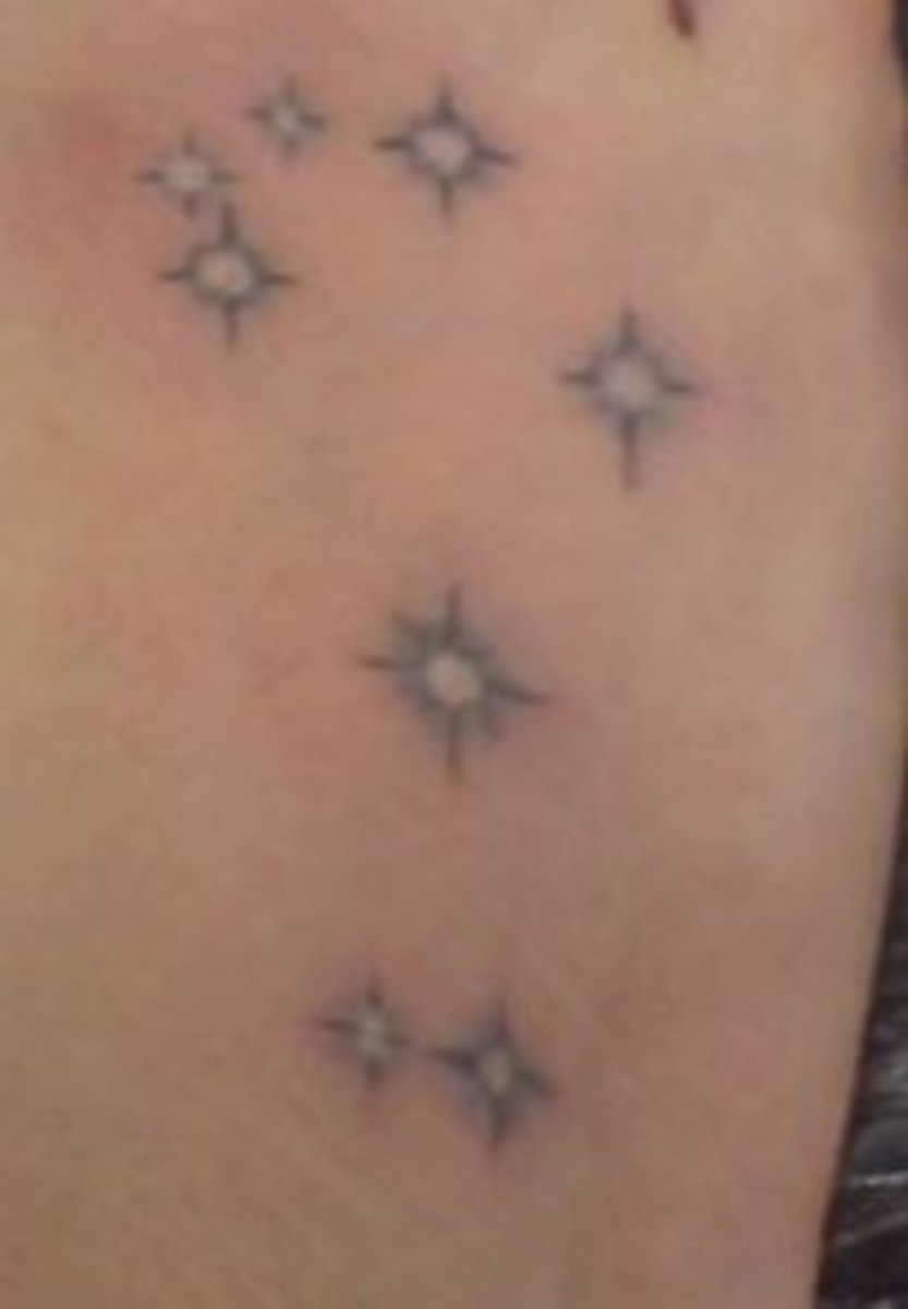 A delicate star cluster tattoo.