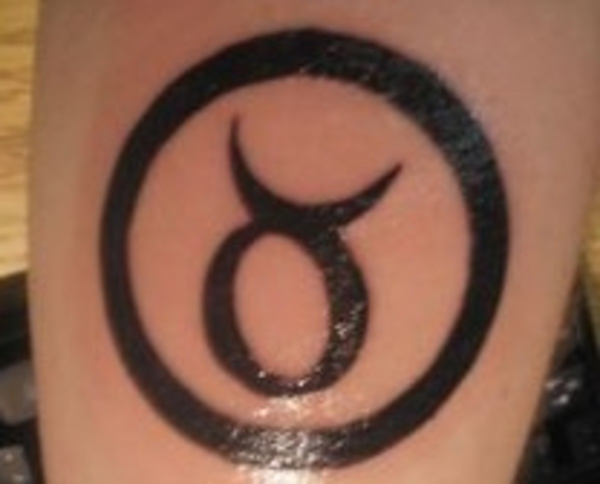 The Taurus (bull) zodiac symbol as a tattoo.