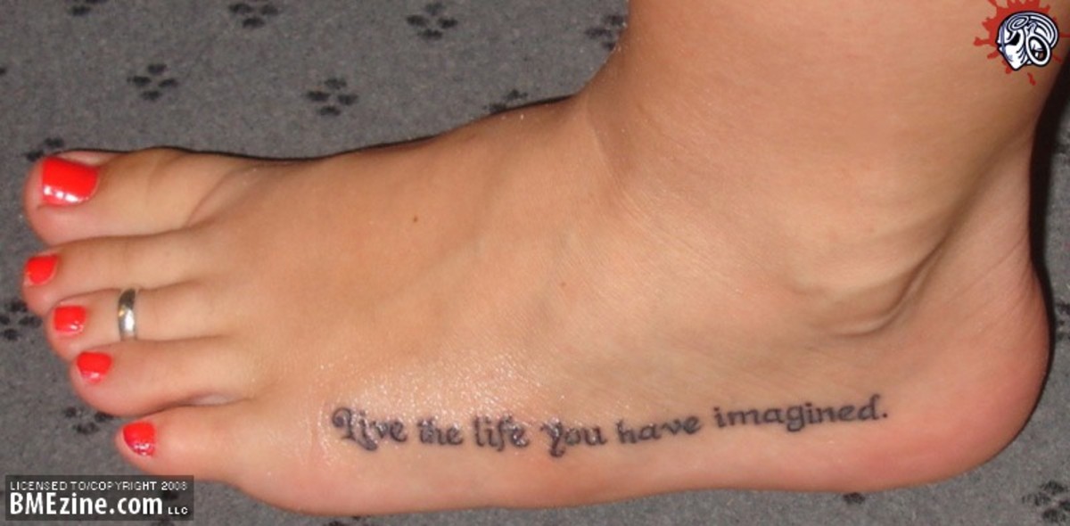Life motto tattoo: "Live the life you have imagined."
