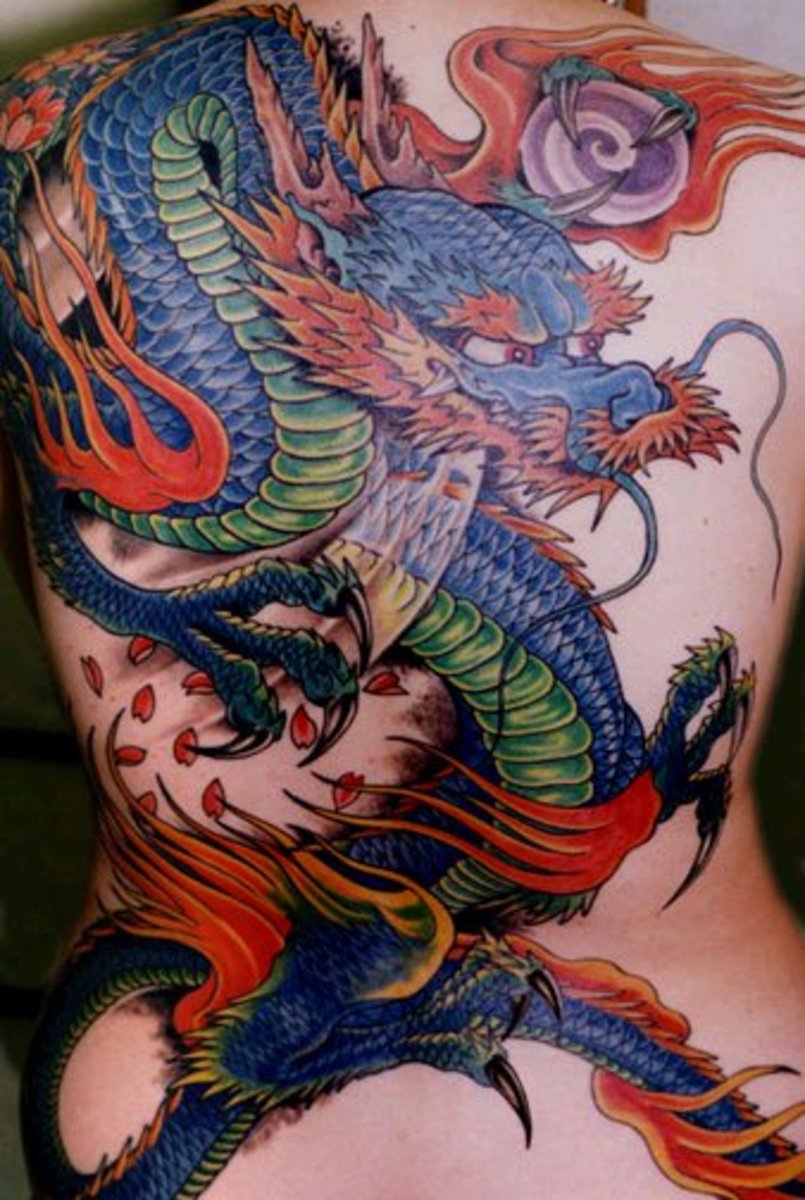colorful dragon tattoos for women