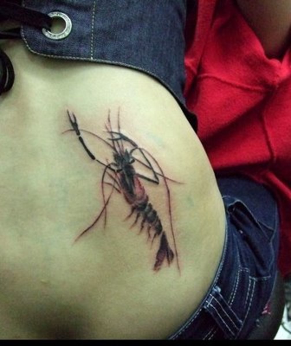 A very good shrimp tattoo.