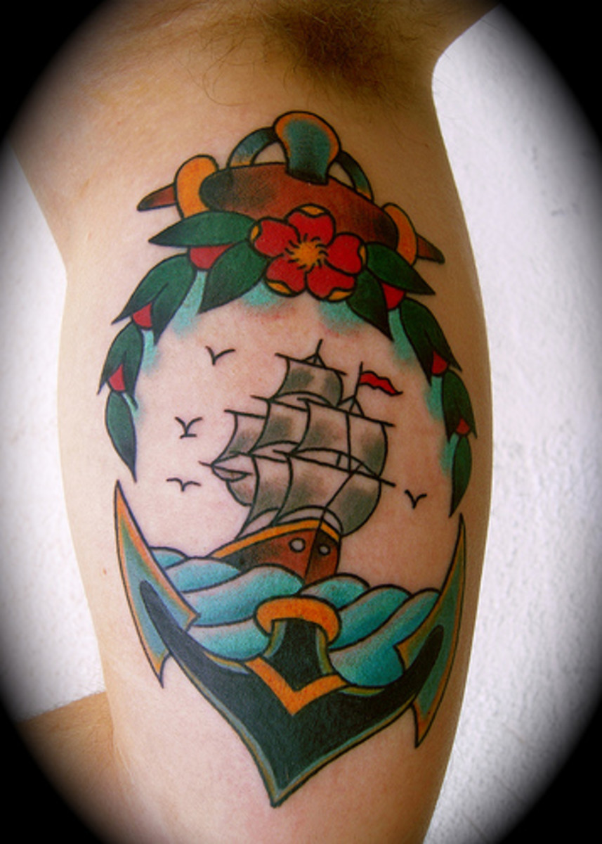 Ship and Anchor Tattoo