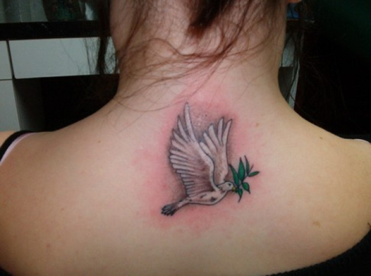 White Dove with Flowers Tattoo Design – Tattoos Wizard Designs