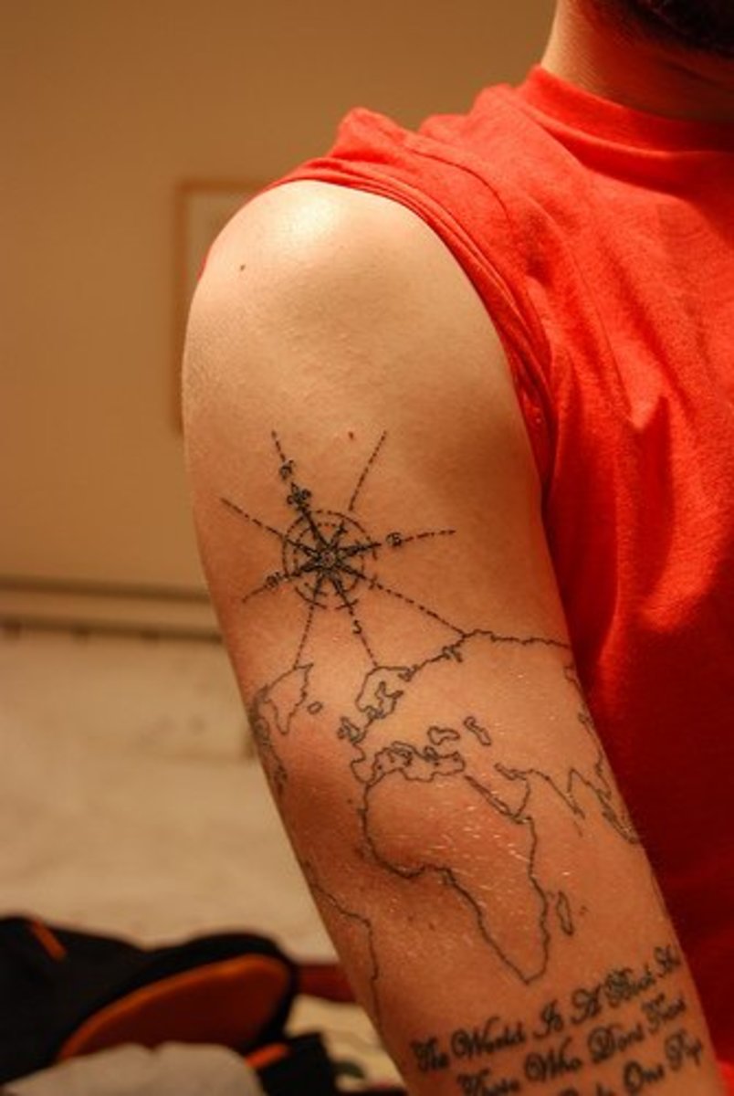 Outline world map on bicep