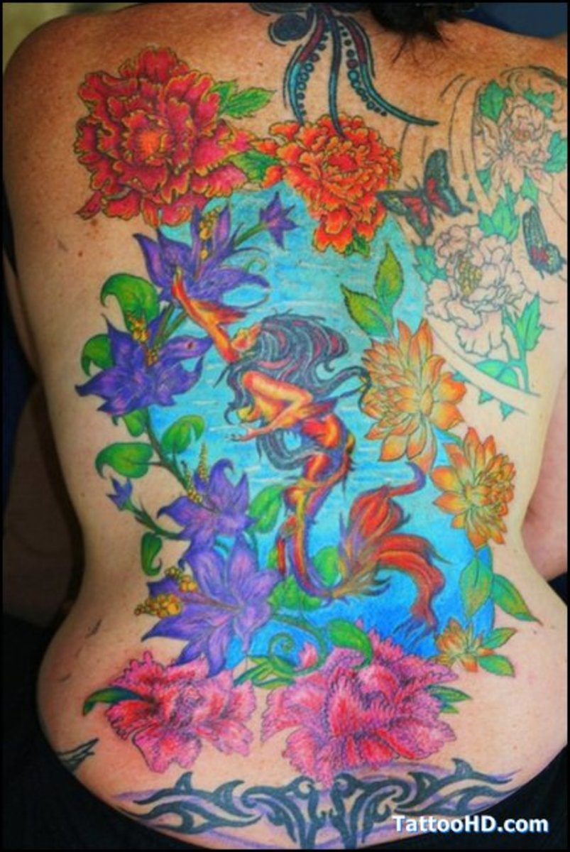 Mural mermaid tattoo design