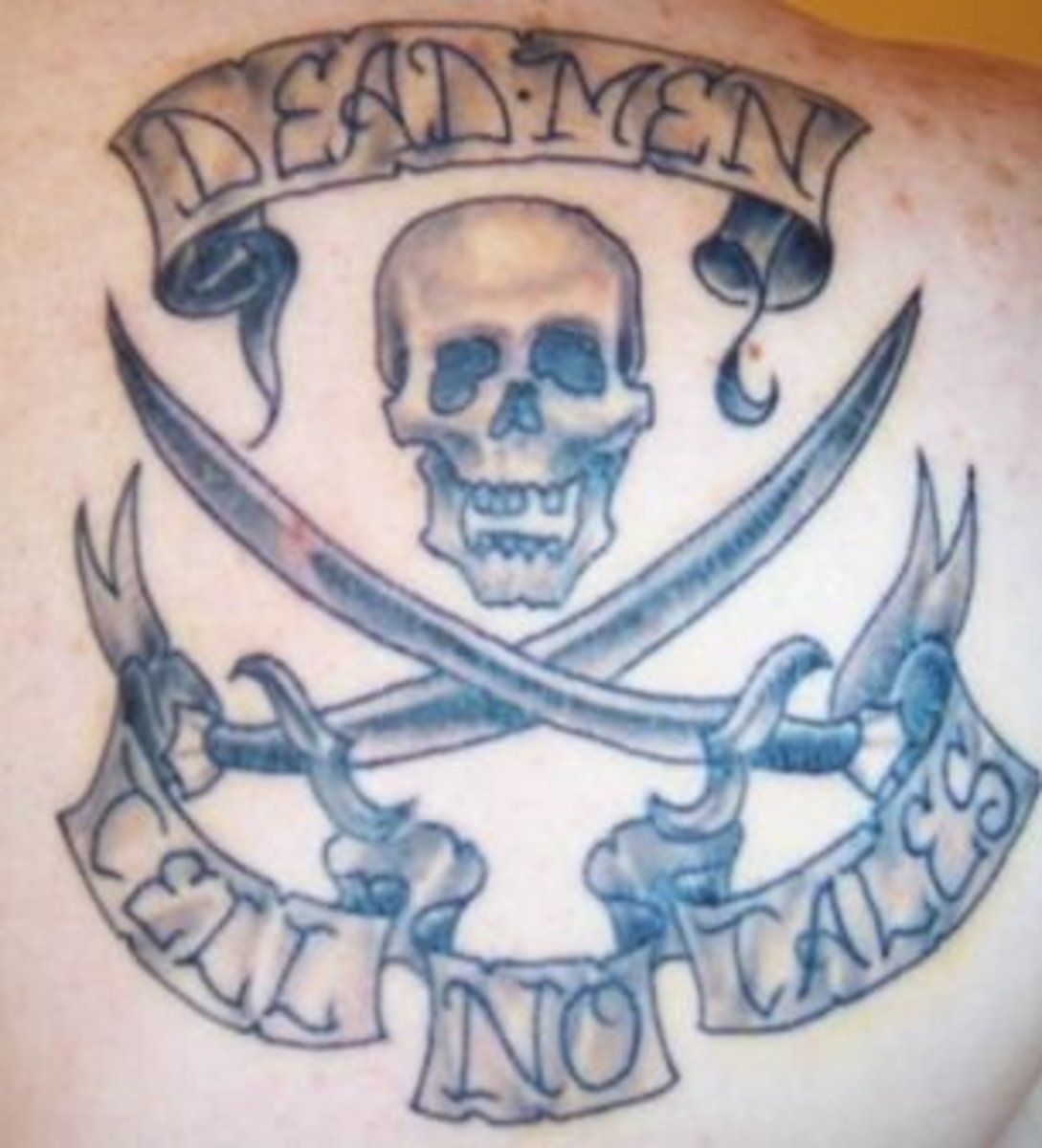 Пиратские идеи татуировки: черепа, корабли, и многое другое.