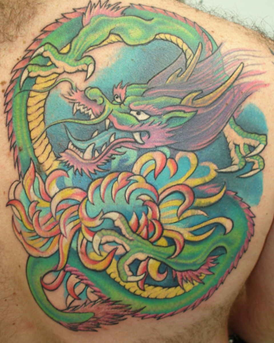 Голова китайского дракона тату
