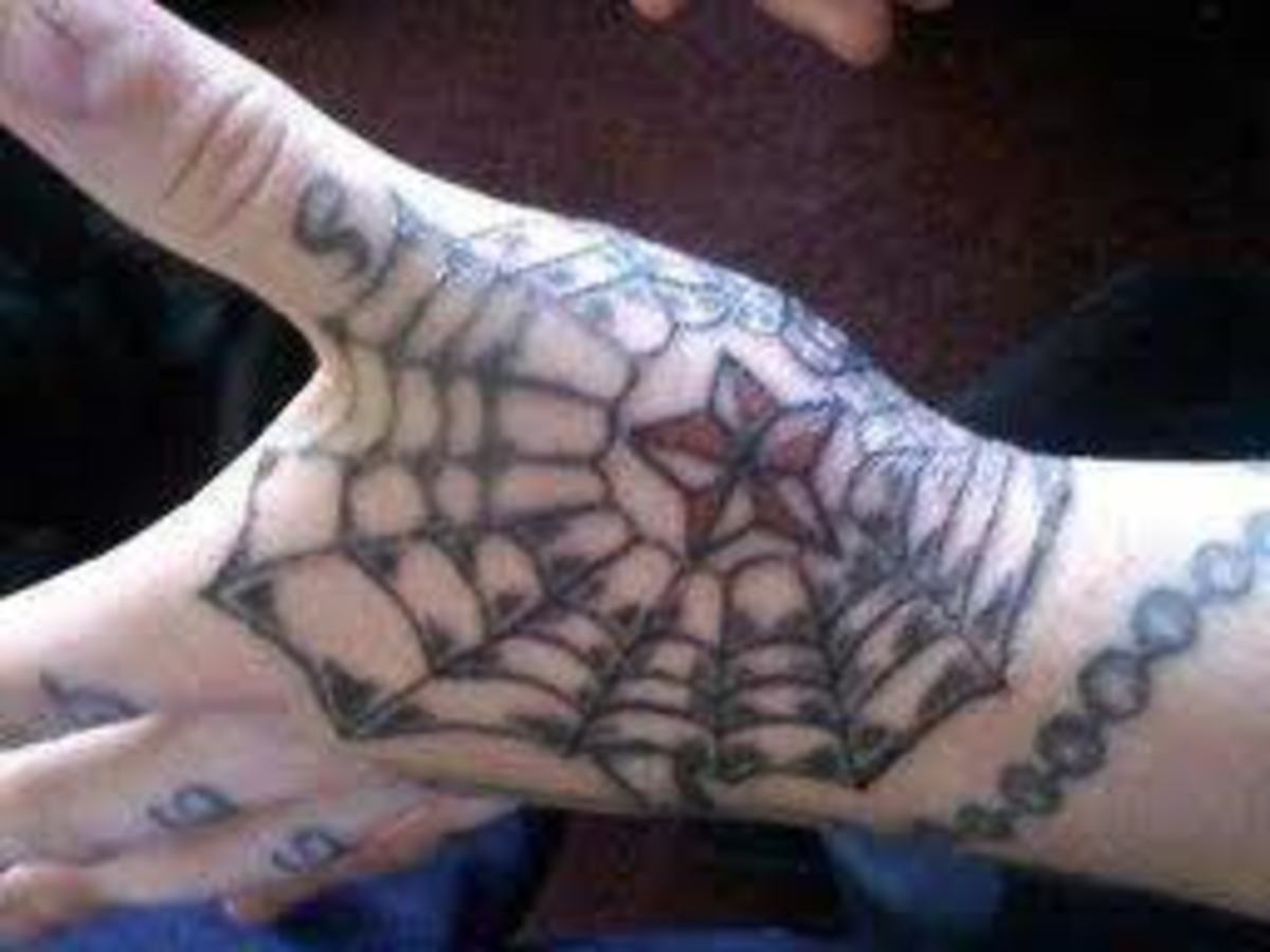 Татуировка паутина на кисти