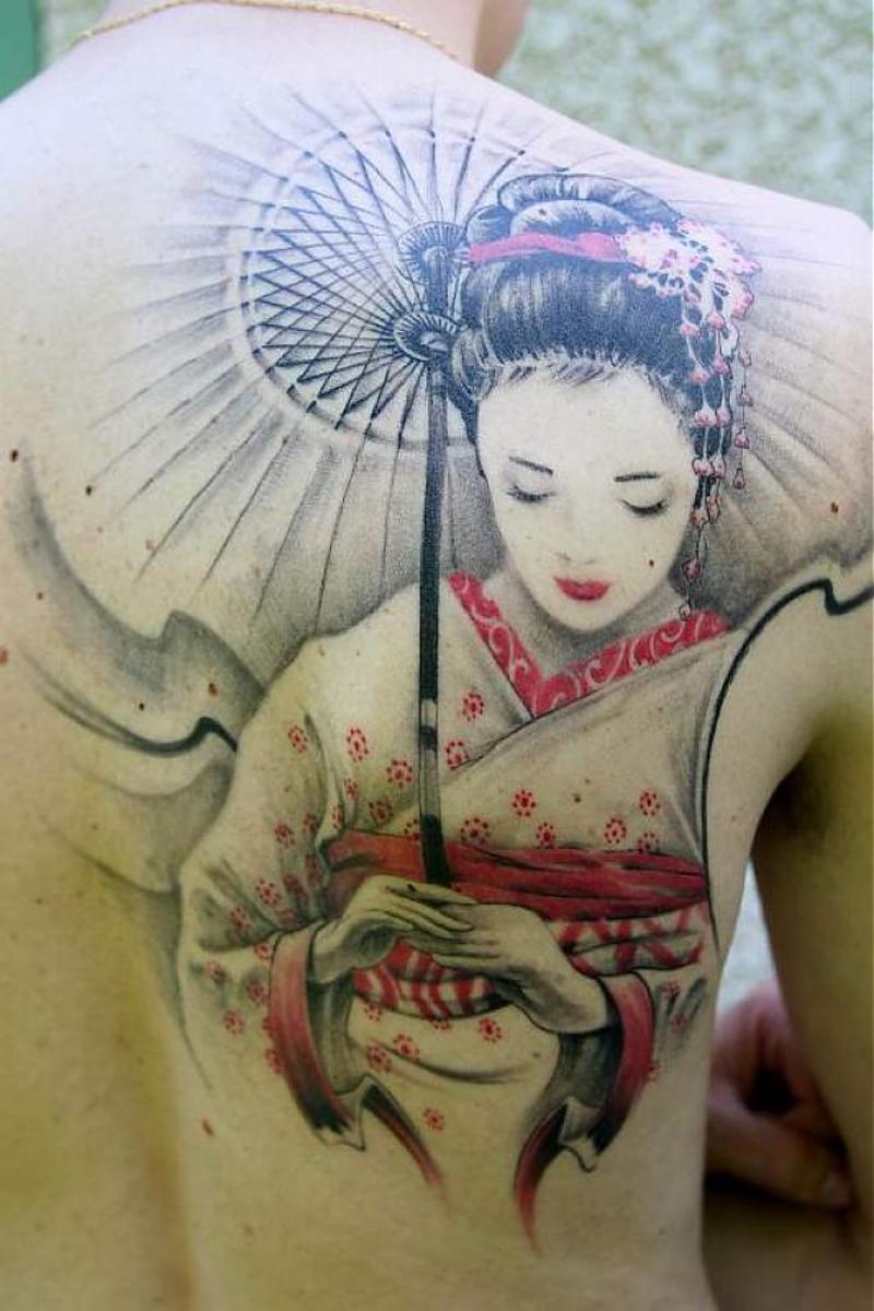 Beautiful Geisha Girl Tattoo