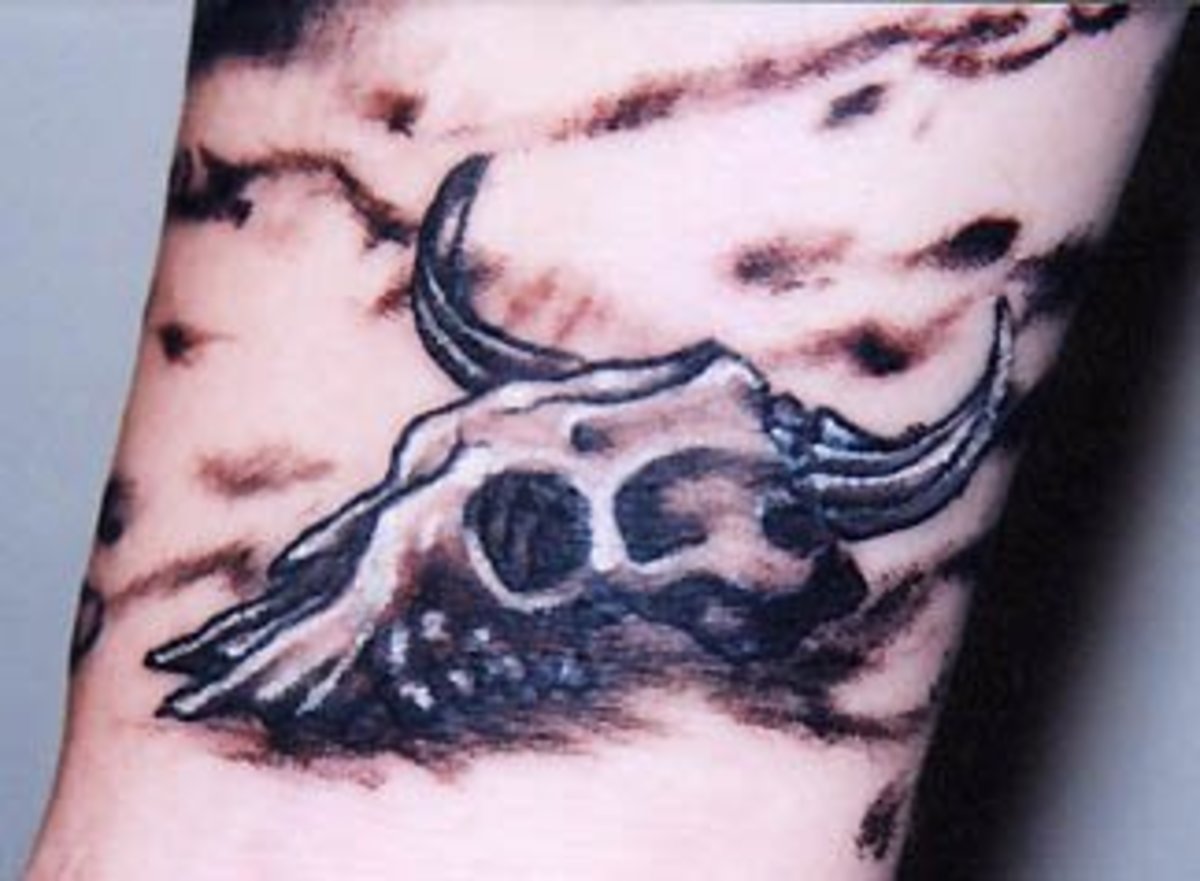 traditional cow skull tattoo