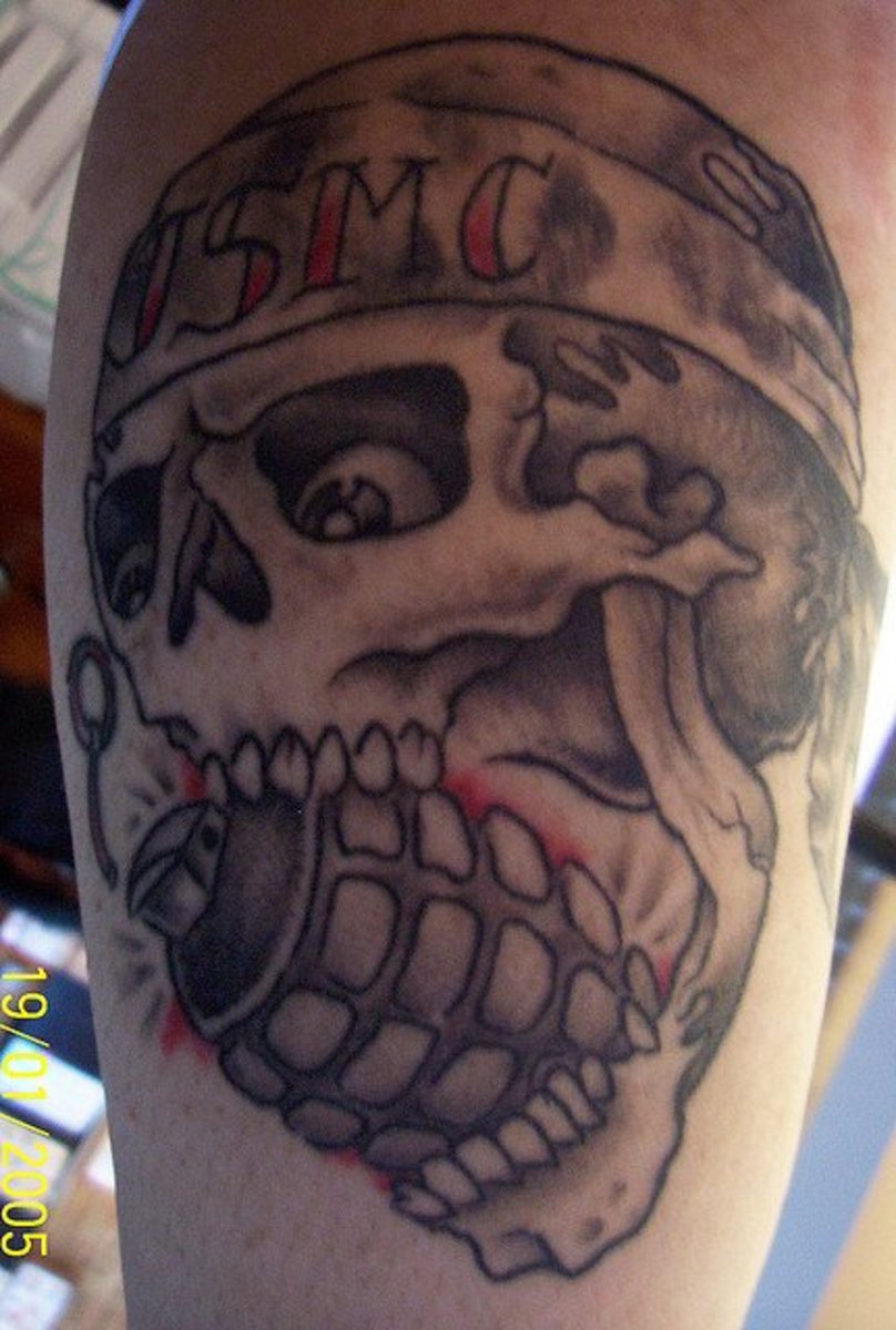Black and grey eagle globe and anchor usmc tattoo done by DJ! ... | TikTok