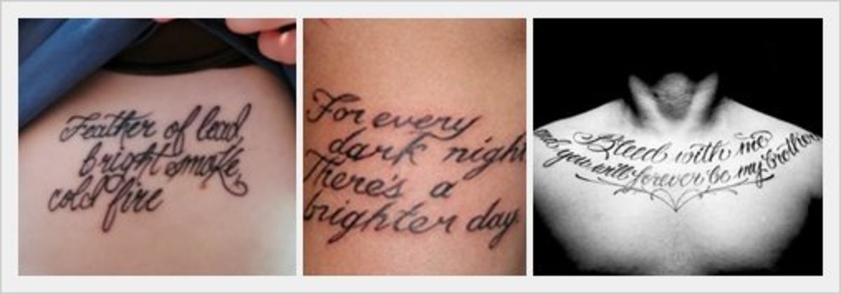 The script in these tattoos is elegantly rendered and not over-long.