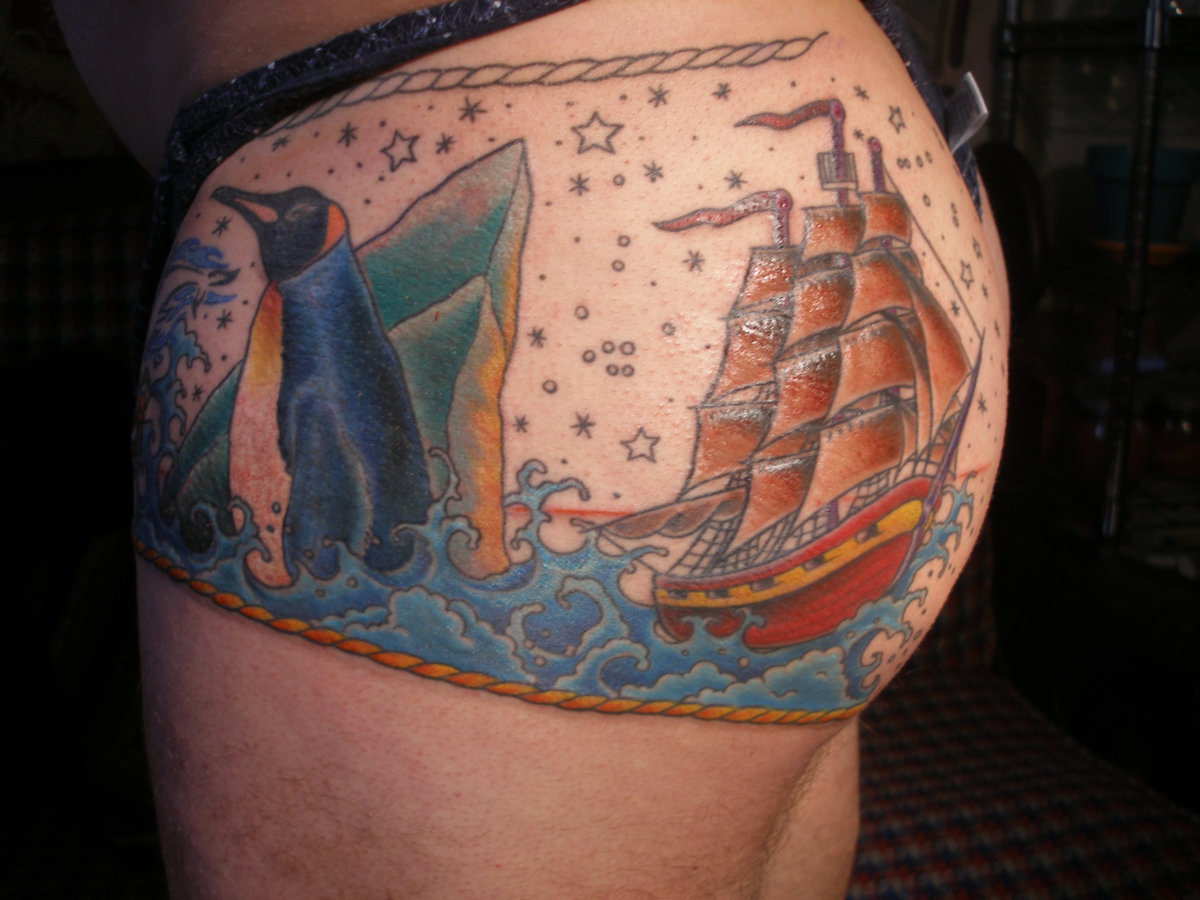 There are a lot of ways to personalize a ship tattoo.