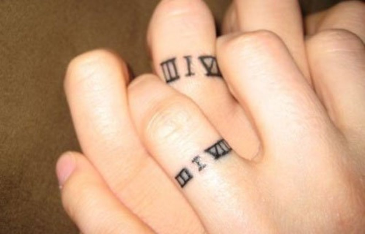 Roman numbers tattoo wedding ring ideas
