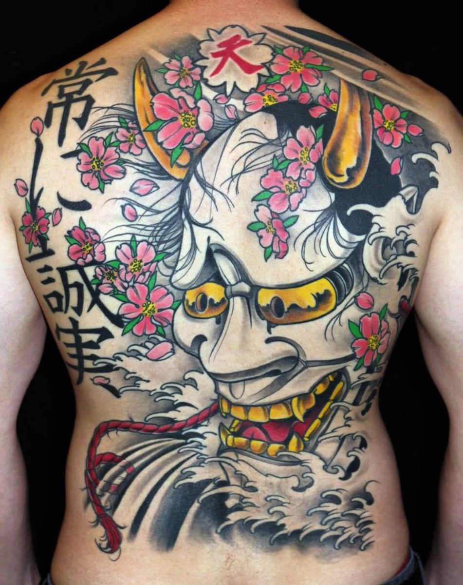 Hannya cherry blossoms tattoo