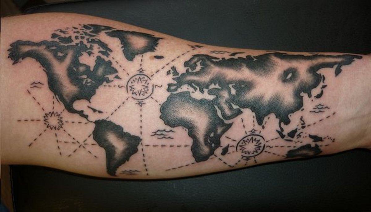 Map tattoo.