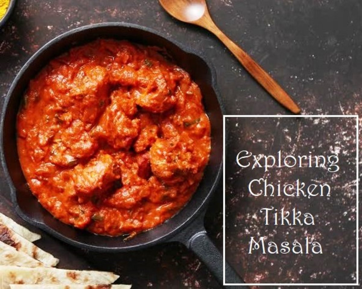 Chicken tikka masala is a savory curry dish flavored with earthy spices, tomato, and cream