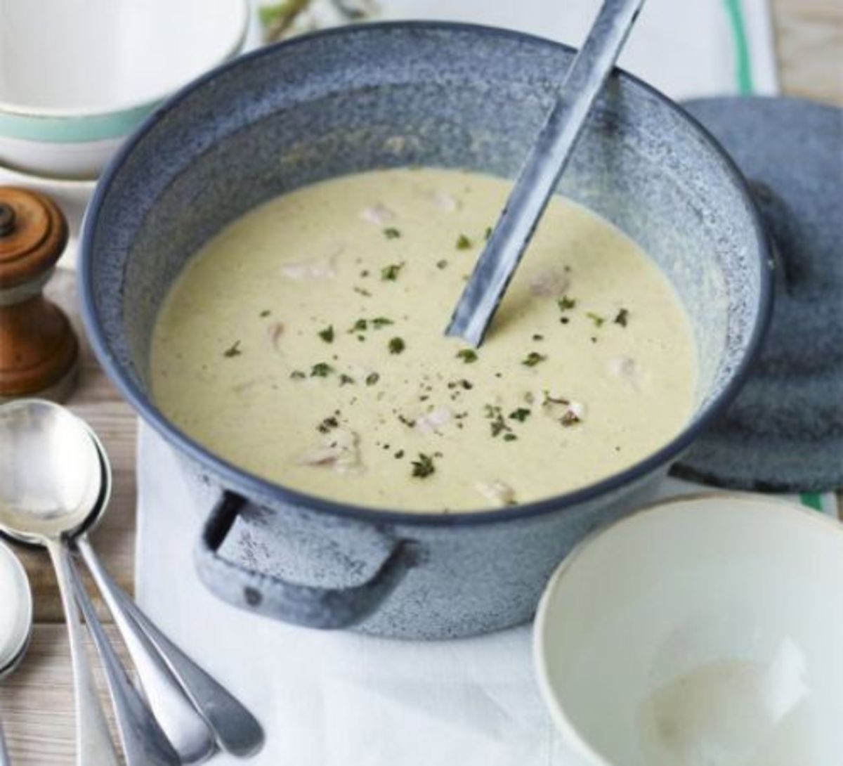 Pressure canned milk is suitable for almost any cooked application, such as this beautifully presented cream soup.