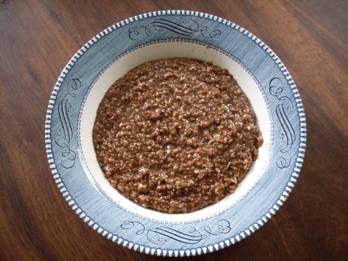 Cooked bulgur cereal - a nice, hot lunch or breakfast, even a snack.